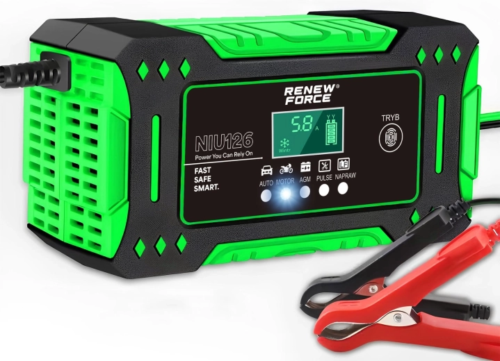 Cargador de baterías de automóvil con microprocesador RENEW FORCE 12 V 6 A