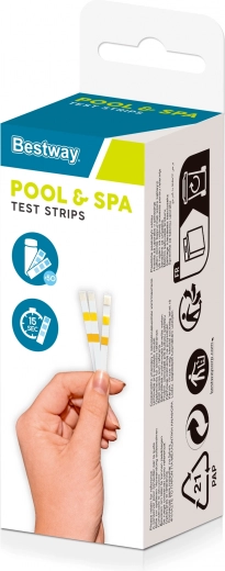 Tiras reactivas BESTWAY 3 en 1 para piscinas y jacuzzis – pH, cloro libre, alcalinidad total (50 uds)