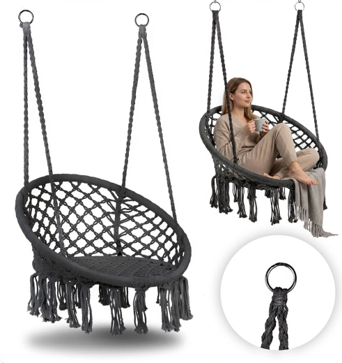 Silla colgante boho para jardín, gris, MultiGarden
