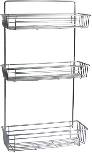 Estantería de baño de tres niveles 28 × 14,5 × 55 cm cromada