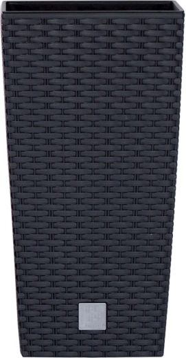Macetero de plástico con aspecto de ratán Rato Square 29 cm con inserto – antracita
