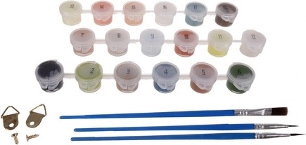 Pinturas acrílicas y 3 pinceles incluidos