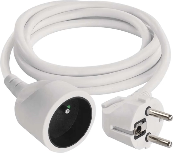 Cable alargador EMOS 1,5 m, 1 toma, blanco