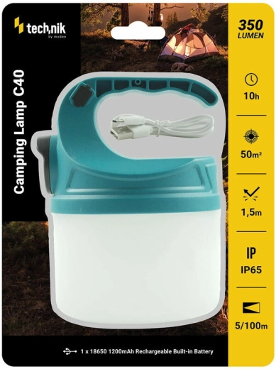 Farol de camping Technik MT-C40 con doble fuente de luz e iluminación de 360°