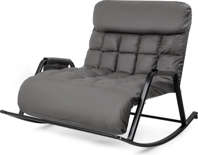 Sillón mecedor doble reclinable con cojín XXL gris