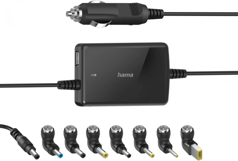 Adaptador universal para coche para portátil 15–19 V, 70 W con USB