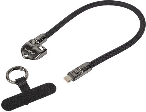 Cable USB-C Lanberg con colgante y correa 30 cm 240 W negro
