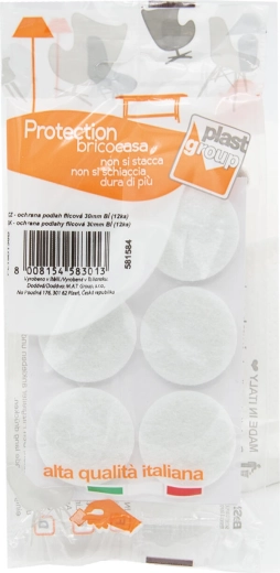 Almohadillas de fieltro autoadhesivas para muebles 30 mm blancas (12 uds)