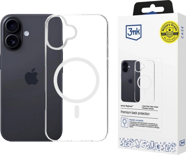 Funda magnética transparente Armor MagCase para iPhone 16 con MagSafe