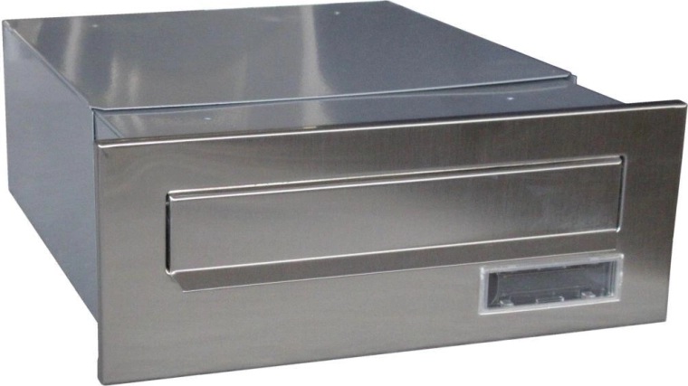 Buzón empotrable en pilar de acero inoxidable 320–540 × 250 × 110 mm