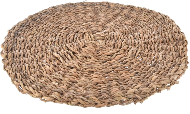 Mantel individual redondo beige de hierba marina 37 cm
