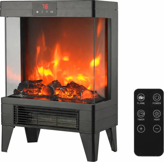Chimenea eléctrica con llamas LED 2000 W, 32,2 × 18 × 52,3 cm
