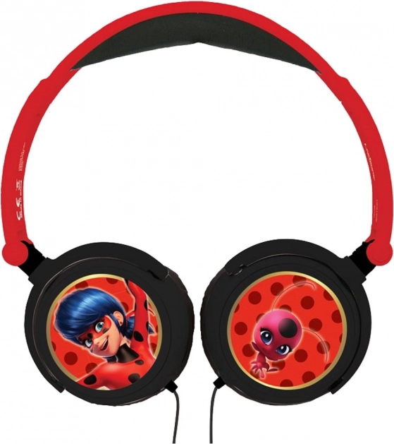 Auriculares infantiles plegables con cable Miraculous: Ladybug y Cat Noir (85 dB, jack de 3,5 mm)