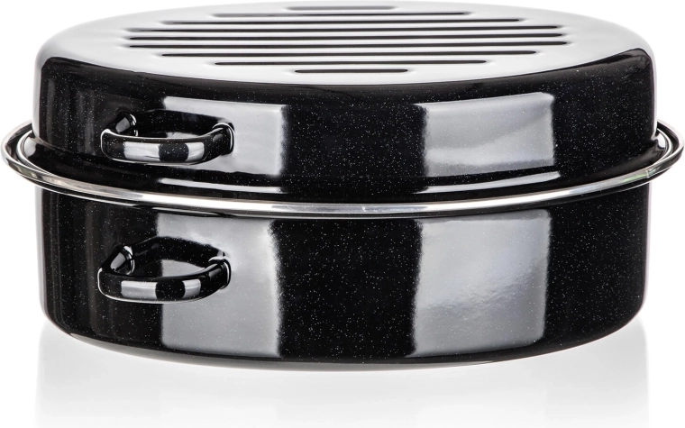Asadera ovalada esmaltada 38 × 23,5 × 17 cm de 2 piezas CULINARIA Black BANQUET
