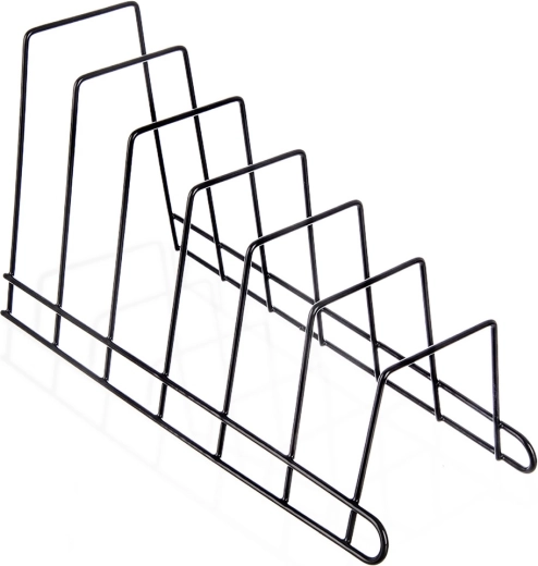 Soporte metálico para tapas y platos, negro, 34,5 × 14 × 19 cm