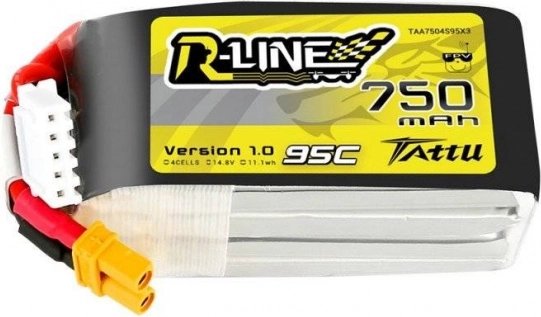 Tattu r-line 750 mah 14,8 v 95c batería lipo 4s con conector xt30