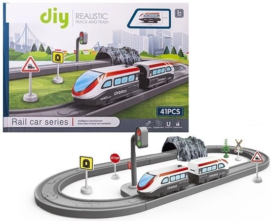Ferrocarril infantil con vagones, set de 41 piezas