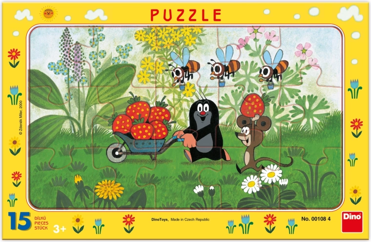 Puzzle de papel Dino: Krtek de excursión (15 piezas)