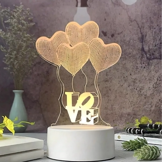 Lámpara nocturna LED Love corazón con ilusión 3D por USB