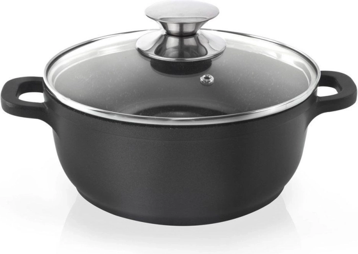 Olla de granito con tapa de vidrio GRANDE 20 cm, 2,3 l