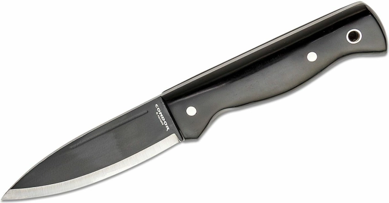 Cuchillo táctico de exterior Condor Darklore 11 cm con micarta negra y funda Kydex