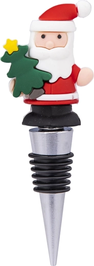 Tapón navideño para vino de Papá Noel con árbol de Navidad