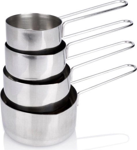 Jarras medidoras de acero inoxidable para cocina, set de 4 piezas