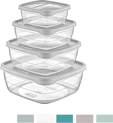 Recipientes para alimentos Trend cuadrados, set de 4 uds., mezcla de colores