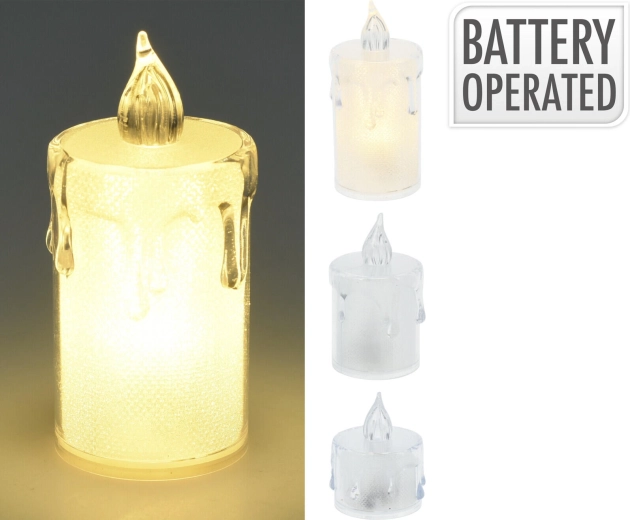Juego de velas de té LED – 3 unidades, blanco