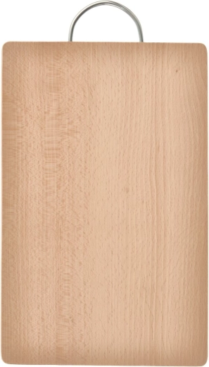 Tabla de cortar de madera con asa metálica 33 × 21,5 cm