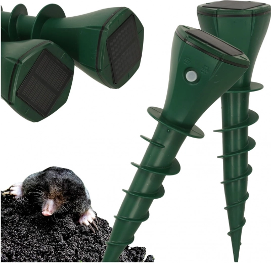 Repelente solar vibratorio para topos y roedores, juego de 2 uds
