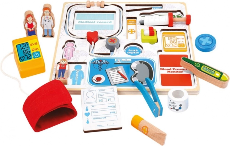 Puzzle encajable de madera Bino – organizador médico de madera