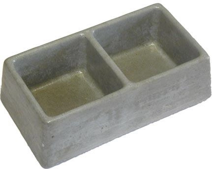 Doble comedero/bebedero de hormigón para roedores 245 × 135 × 75 mm