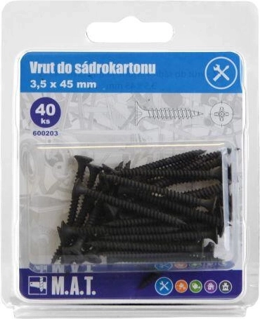 Tornillo para pladur 3,5 × 45 mm con rosca fina, fosfatado (40 uds.)