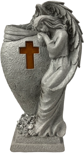 Figura LED solar de ángel con jarroncito para flores 23 cm