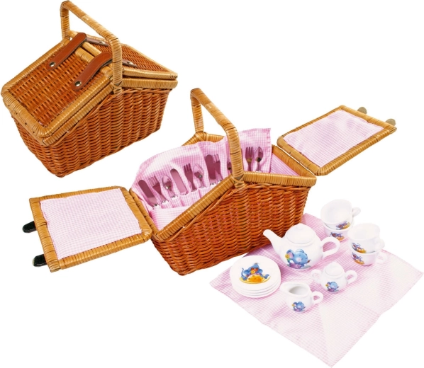 Cesta de picnic infantil de mimbre Romantic con accesorios