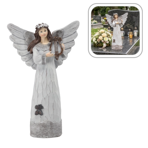 Figura de ángel con lira de 35 cm