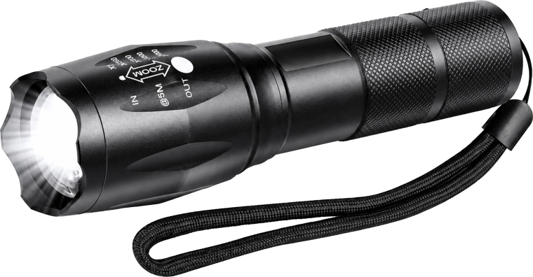 Linterna LED táctica T6 con resistencia al agua y zoom - 1 pieza