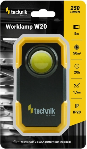 Linterna de trabajo Technik MT‑W20 con clip, base magnética y COB LED