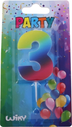 Vela de fiesta número tres Arcoíris