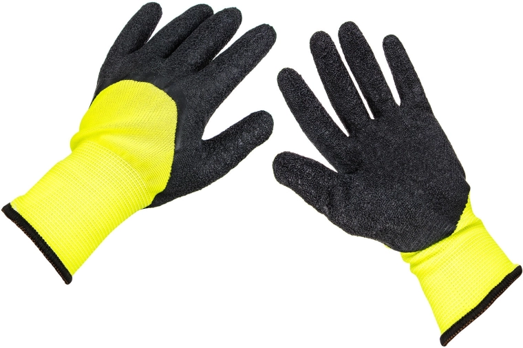 Guantes de trabajo impregnados en látex, talla L/9