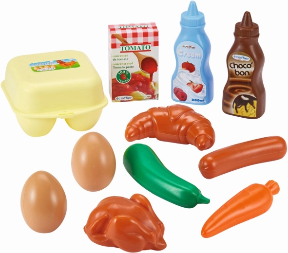 Desayuno infantil Écoiffier en red, set de alimentos de 11 piezas