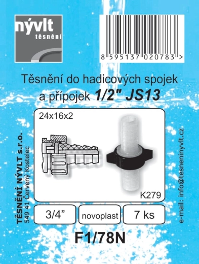 Juntas para conexiones y acoplamientos de manguera 3/4" 24 × 16 × 2 mm, set de 7 uds.