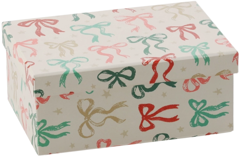 Caja de regalo navideña con lazo decorativo 19 × 13,5 × 8 cm