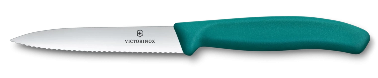 Cuchillo de cocina para fruta y verdura VICTORINOX Swiss Classic, 10 cm, dentado, de punta, verde