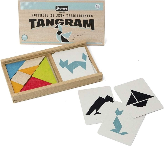 Jeujura tangram con plantillas en caja de madera