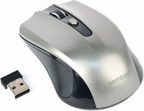 Ratón óptico inalámbrico negro‑gris con receptor nano
