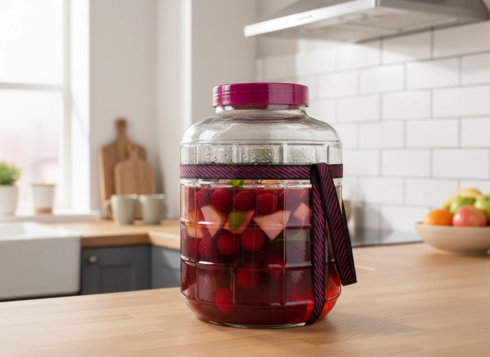 Enorme capacidad de 18 l para vino, limonadas y fermentación