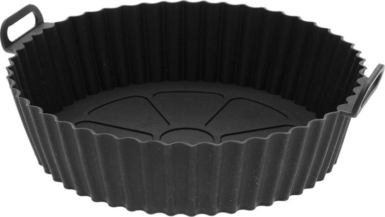 Cesta de silicona insertable para freidora de aire, negra, 20,5 cm