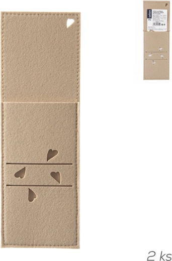 Funda de fieltro para cubiertos con corazones beige